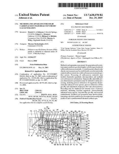 Example issued United States patent, US 7,638,070